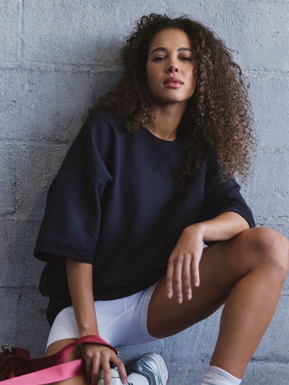Free People For The Win Short Sleeve Sweatshirt. NWT. Black